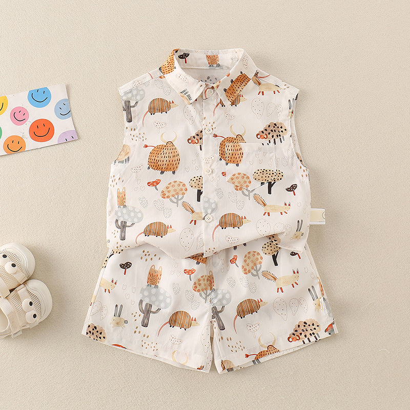 Clothing Baby Boy Outfit Set Lightweight Two-Piece Vest Set