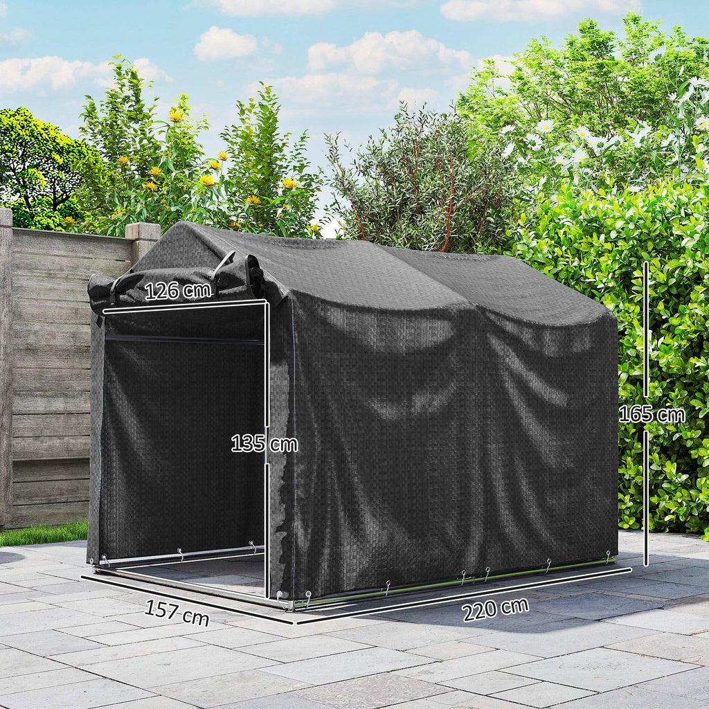 MH Handel GmbH - Waterproof Garage Tent with Door: Black / 220L x 157W x 165H cm
