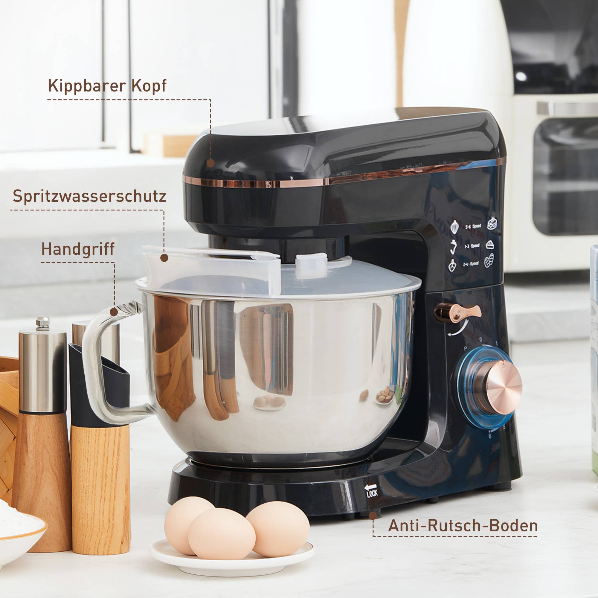MH Handel GmbH - Blender, food processor, electric whisk, 6 speeds, black: Black / 41 cm x 26 cm x 32 cm