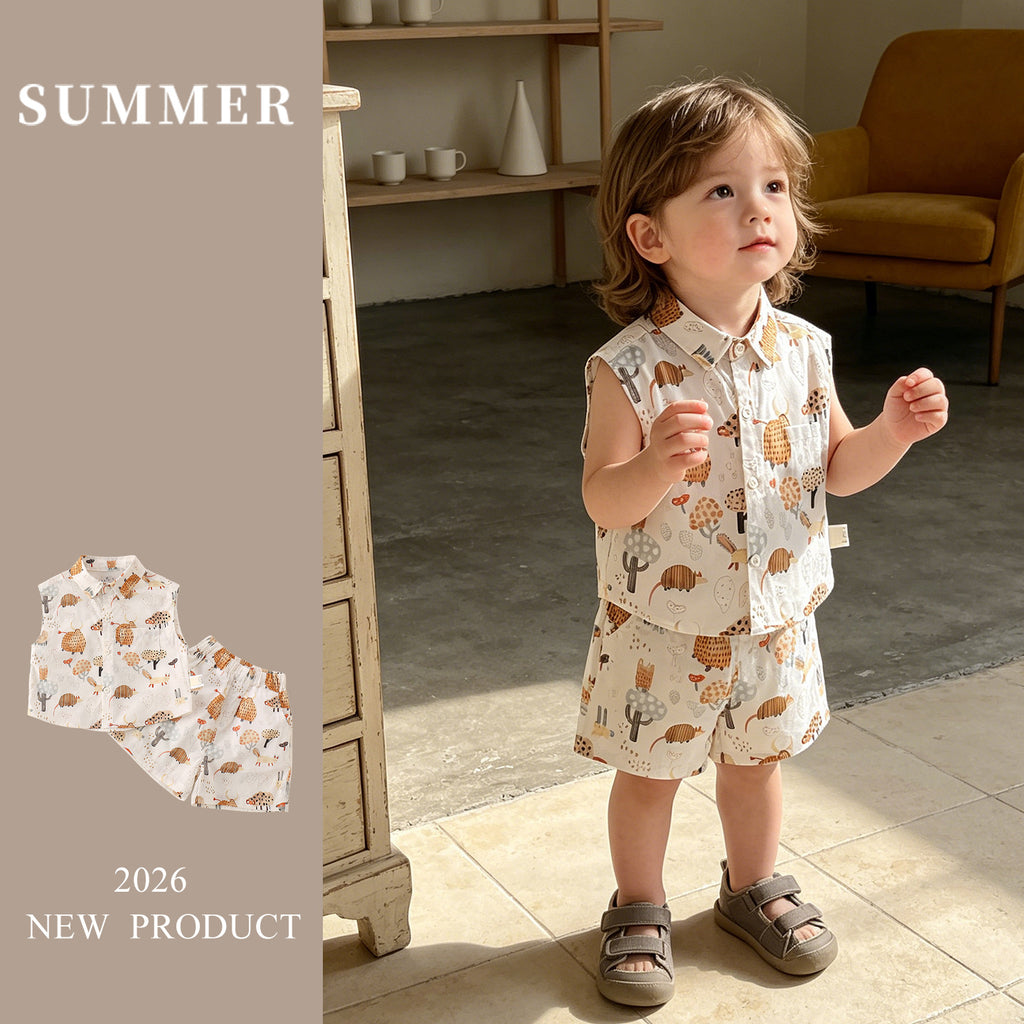 Clothing Baby Boy Outfit Set Lightweight Two-Piece Vest Set