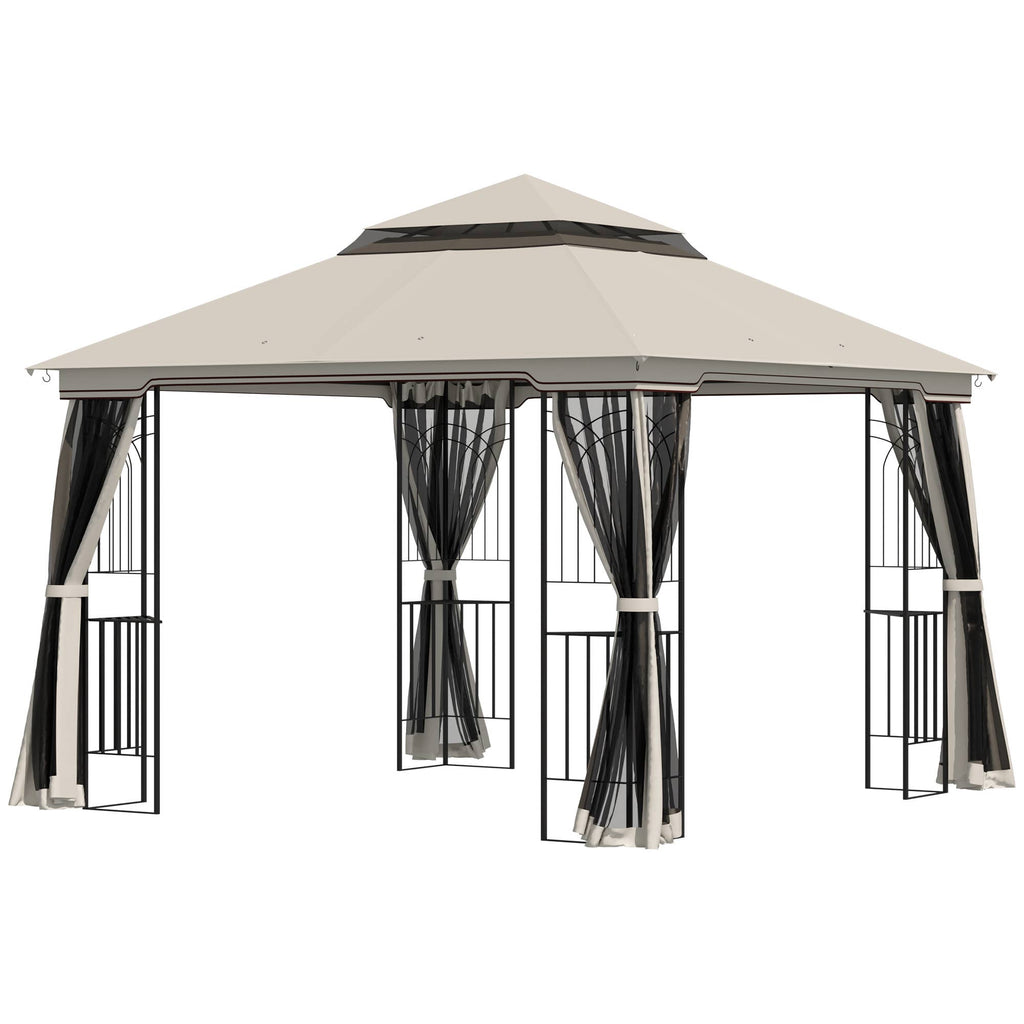 MH Handel GmbH - Garden pavilion with double roof Garden pavilion Garden party tent: Beige / 300L x 300W x 270H m