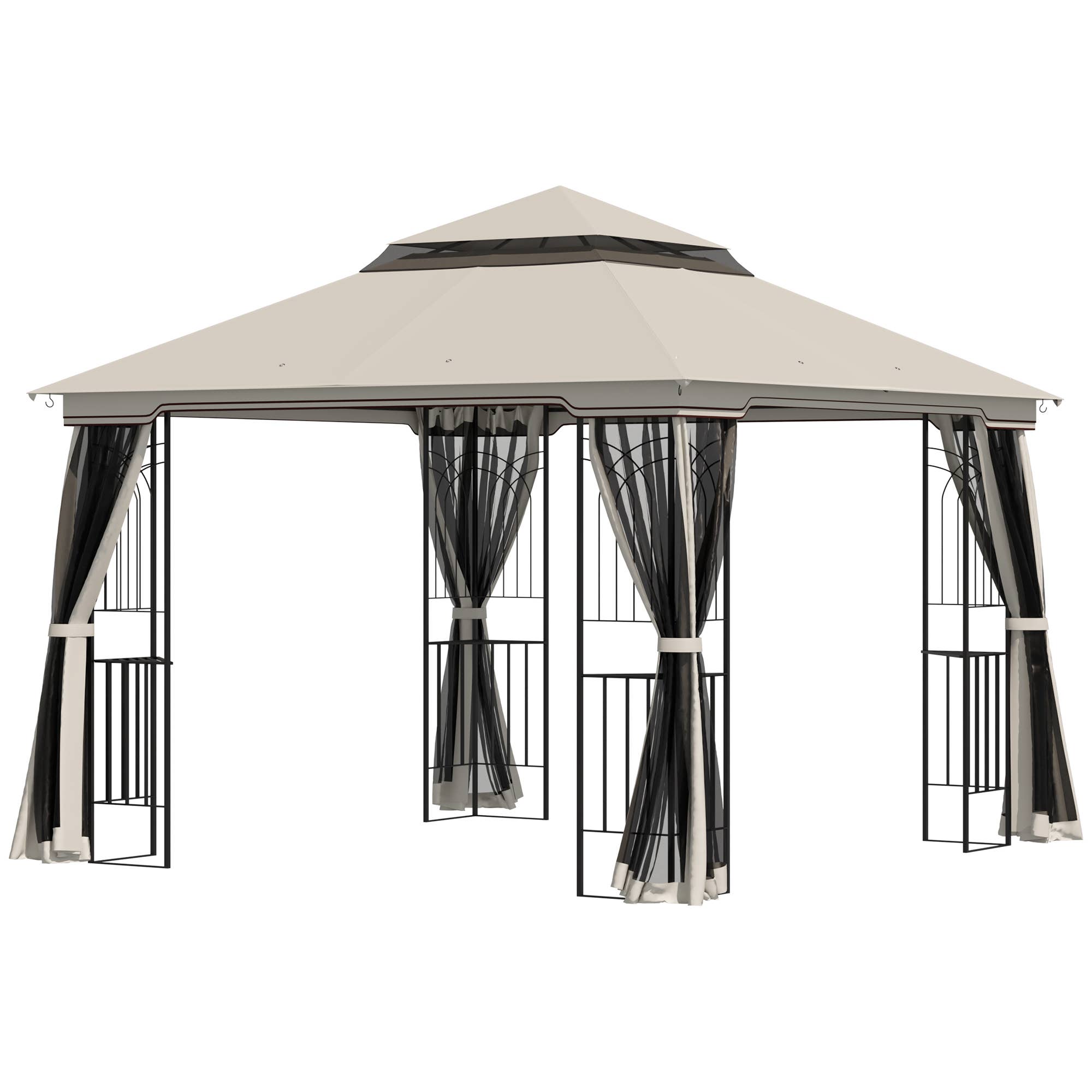 MH Handel GmbH - Garden pavilion with double roof Garden pavilion Garden party tent: Beige / 300L x 300W x 270H m