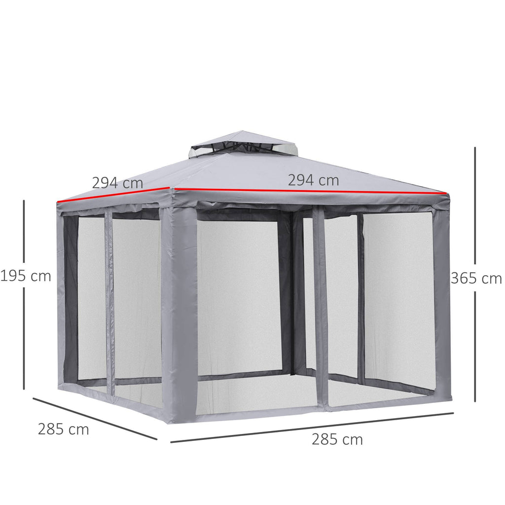 MH Handel GmbH - Gazebo con doppio tetto, grigio chiaro: Grigio chiaro / 294L x 294P x 265A cm