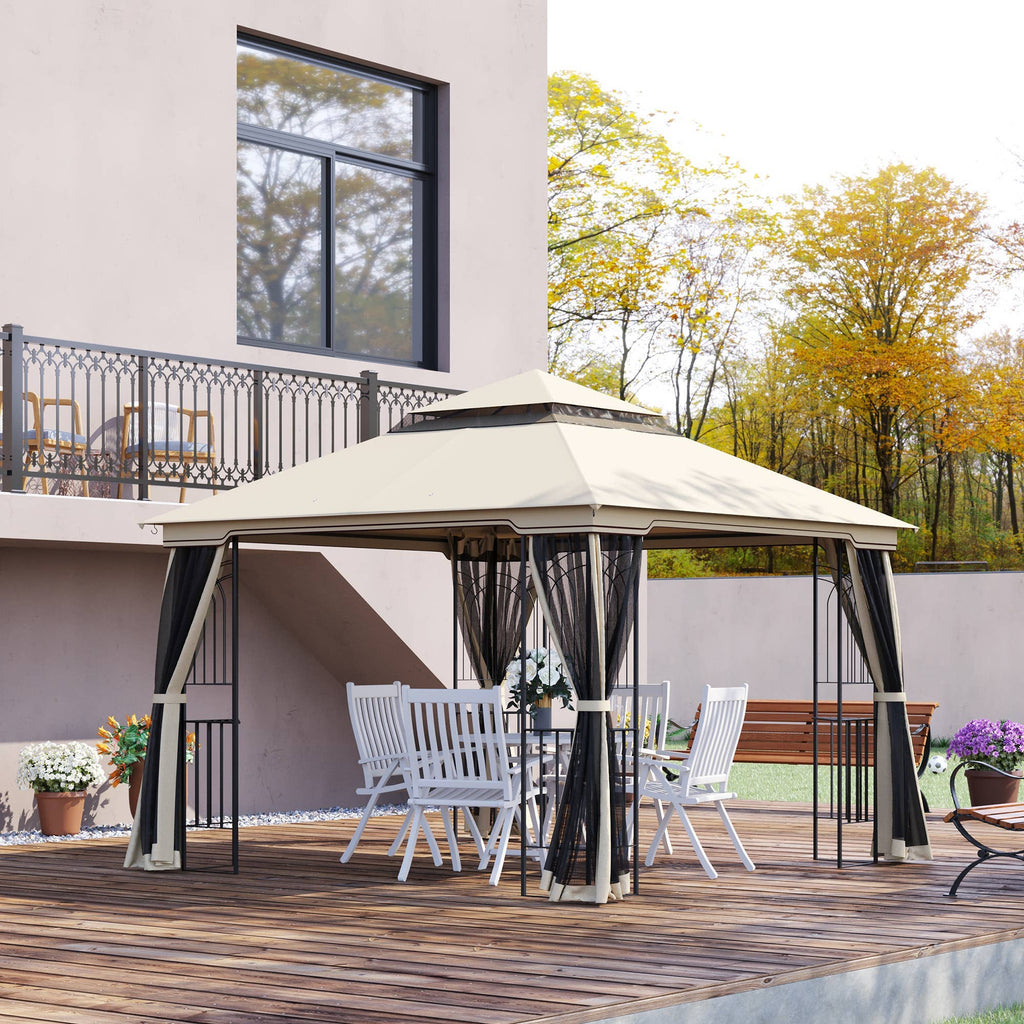 MH Handel GmbH - Garden pavilion with double roof Garden pavilion Garden party tent: Beige / 300L x 300W x 270H m