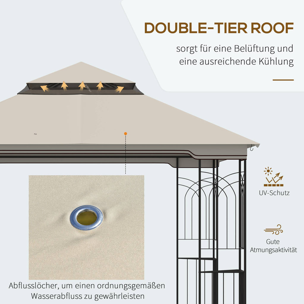 MH Handel GmbH - Garden pavilion with double roof Garden pavilion Garden party tent: Beige / 300L x 300W x 270H m