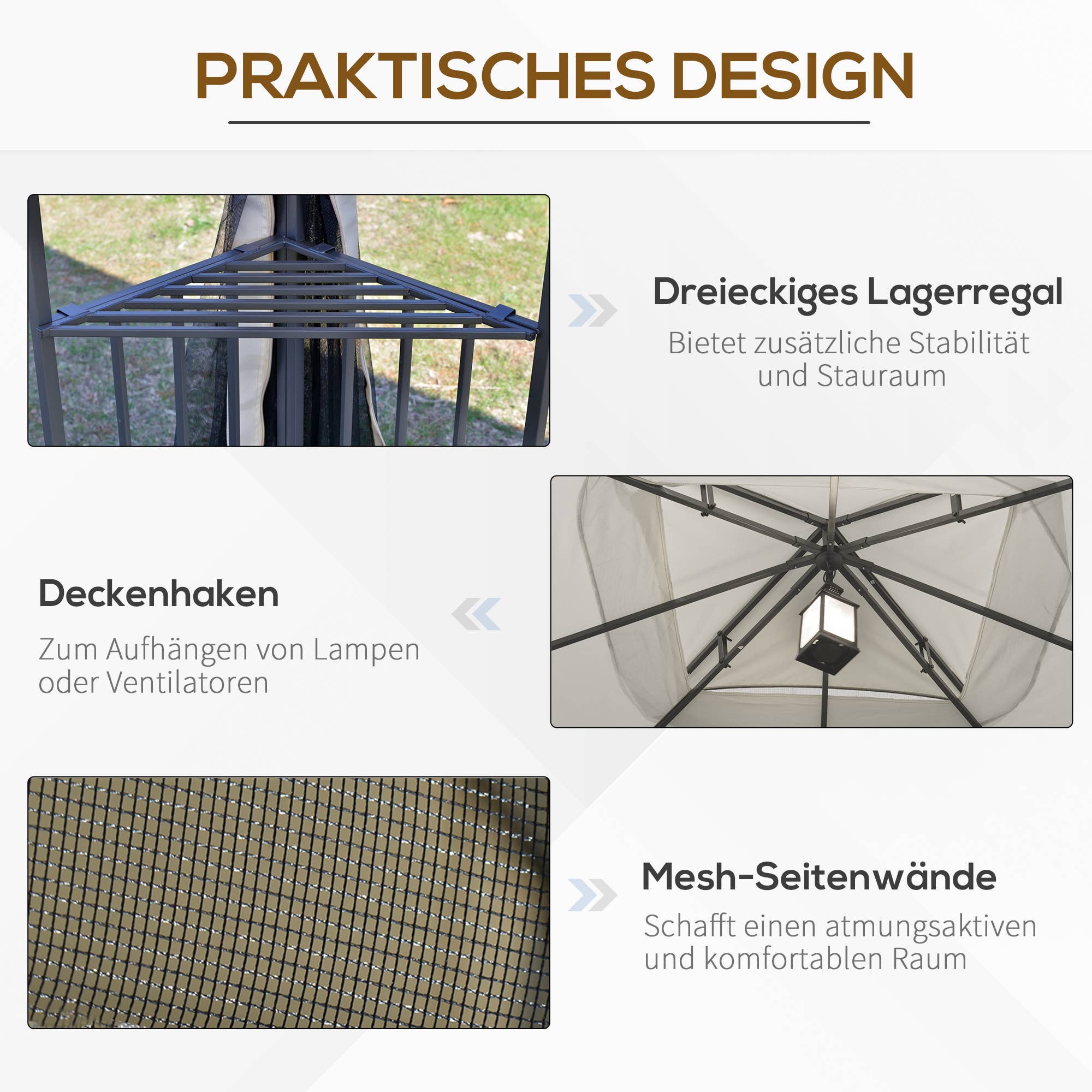 MH Handel GmbH - Garden pavilion with double roof Garden pavilion Garden party tent: Beige / 300L x 300W x 270H m