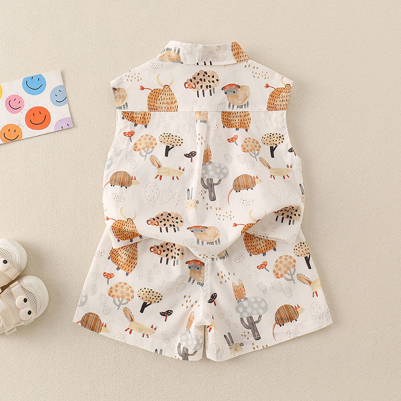 Clothing Baby Boy Outfit Set Lightweight Two-Piece Vest Set