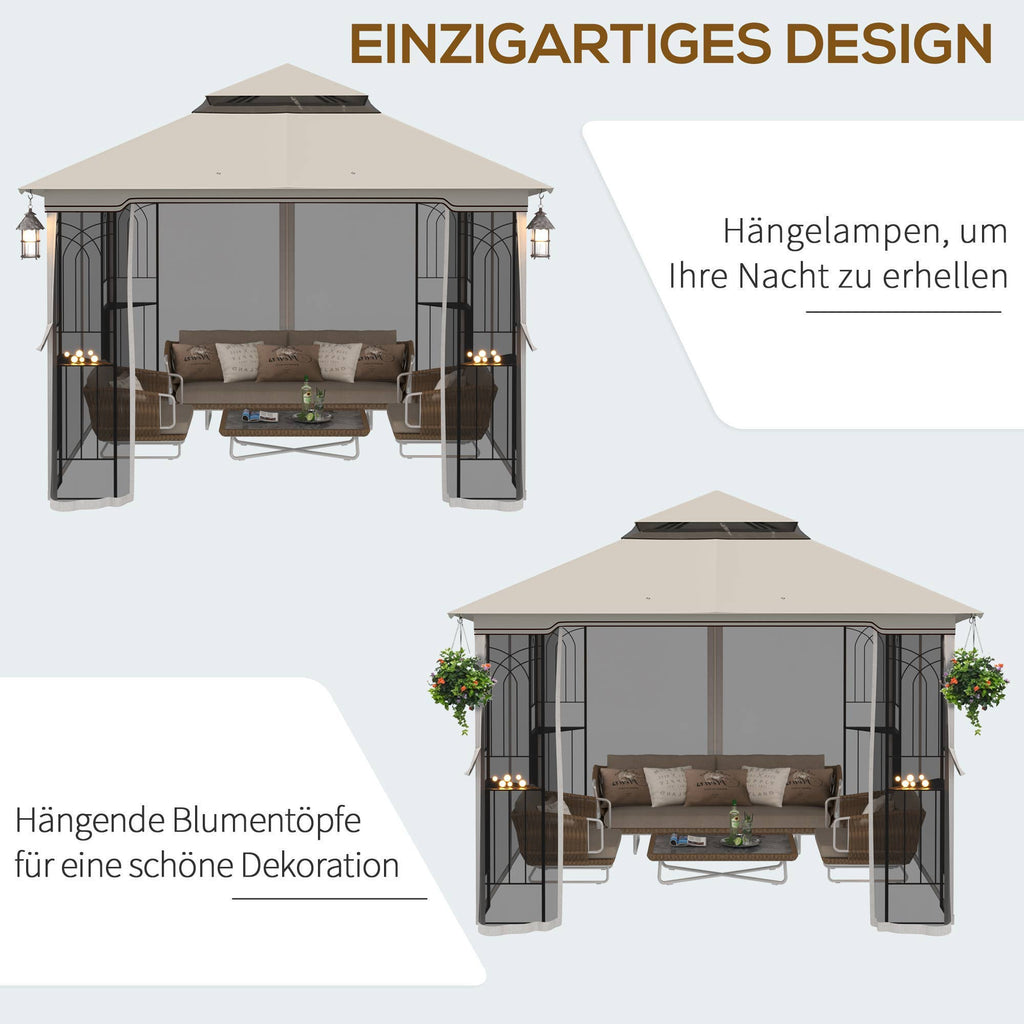 MH Handel GmbH - Garden pavilion with double roof Garden pavilion Garden party tent: Beige / 300L x 300W x 270H m