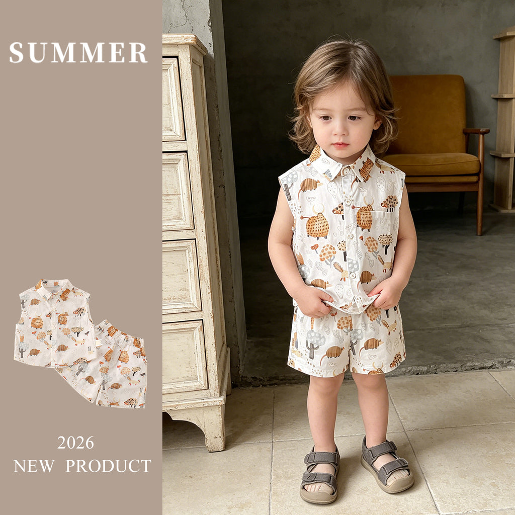 Clothing Baby Boy Outfit Set Lightweight Two-Piece Vest Set