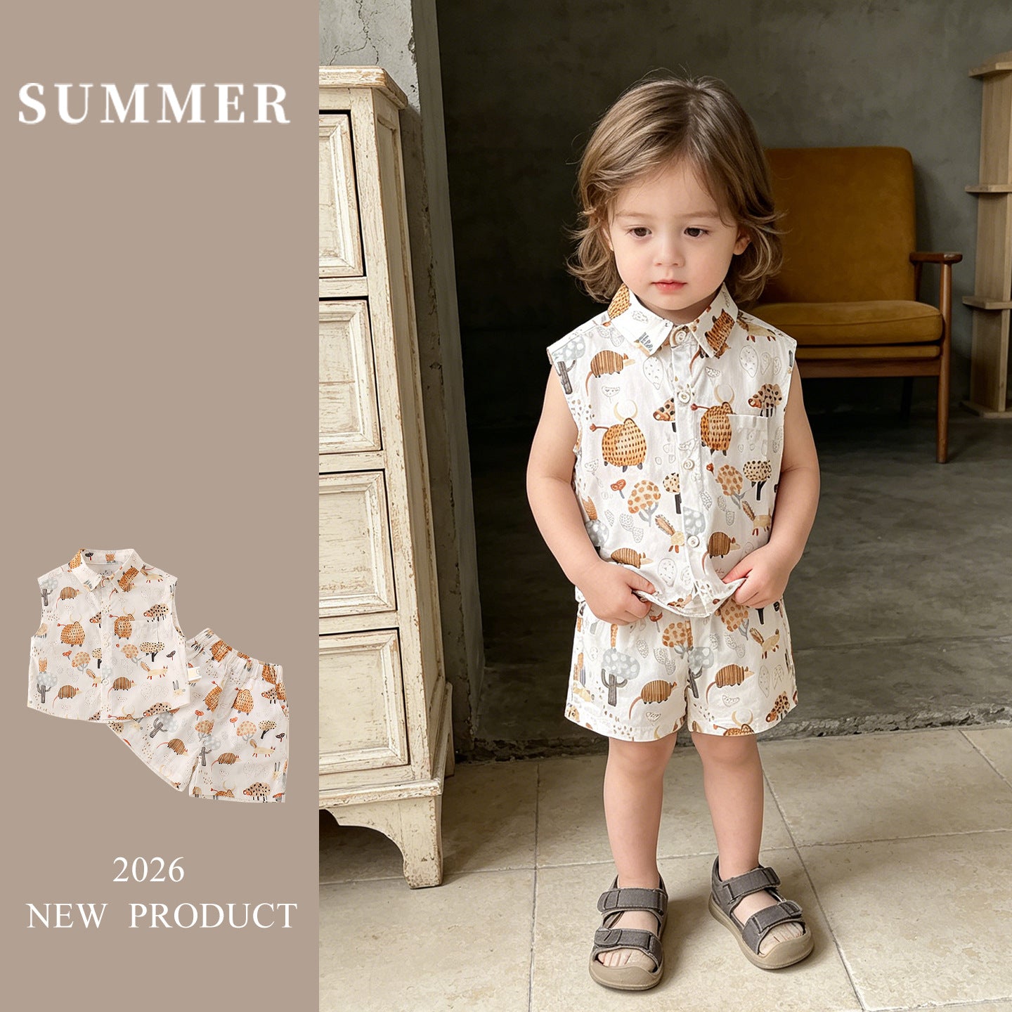 Clothing Baby Boy Outfit Set Lightweight Two-Piece Vest Set