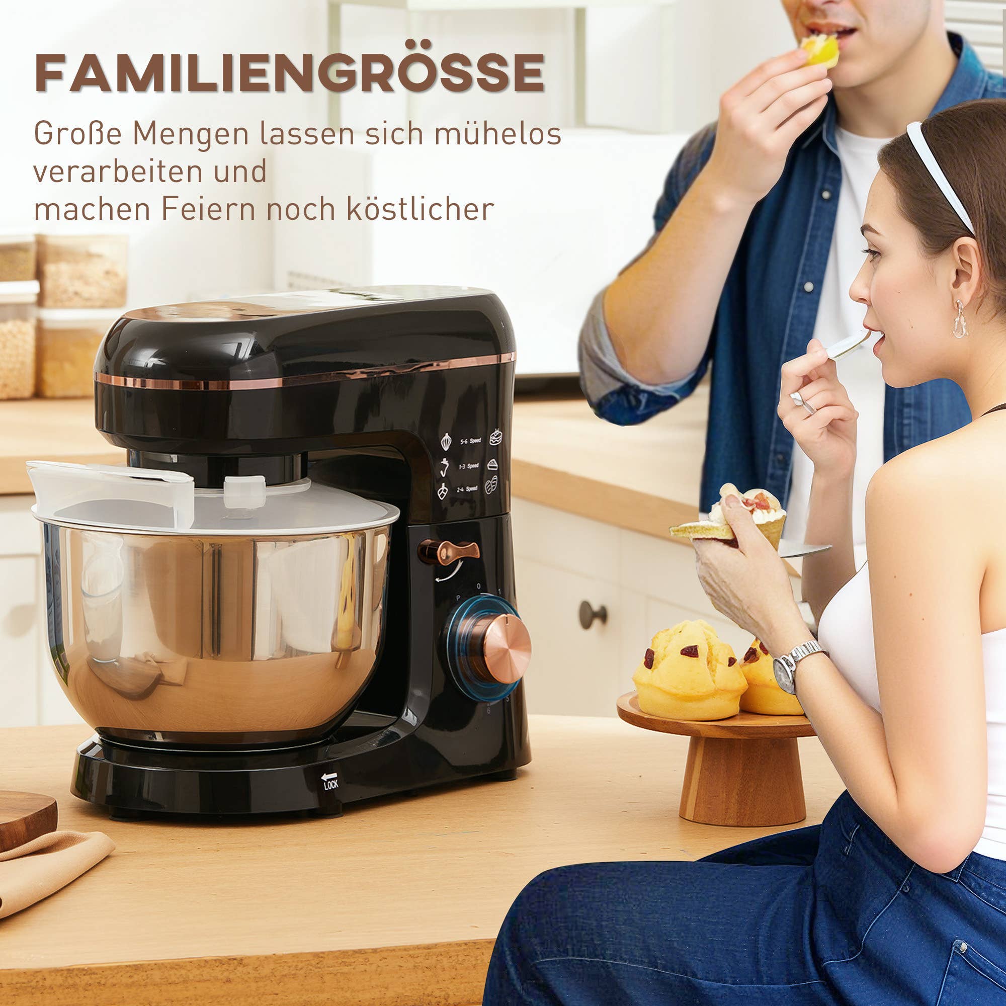 MH Handel GmbH - Blender, food processor, electric whisk, 6 speeds, black: Black / 41 cm x 26 cm x 32 cm