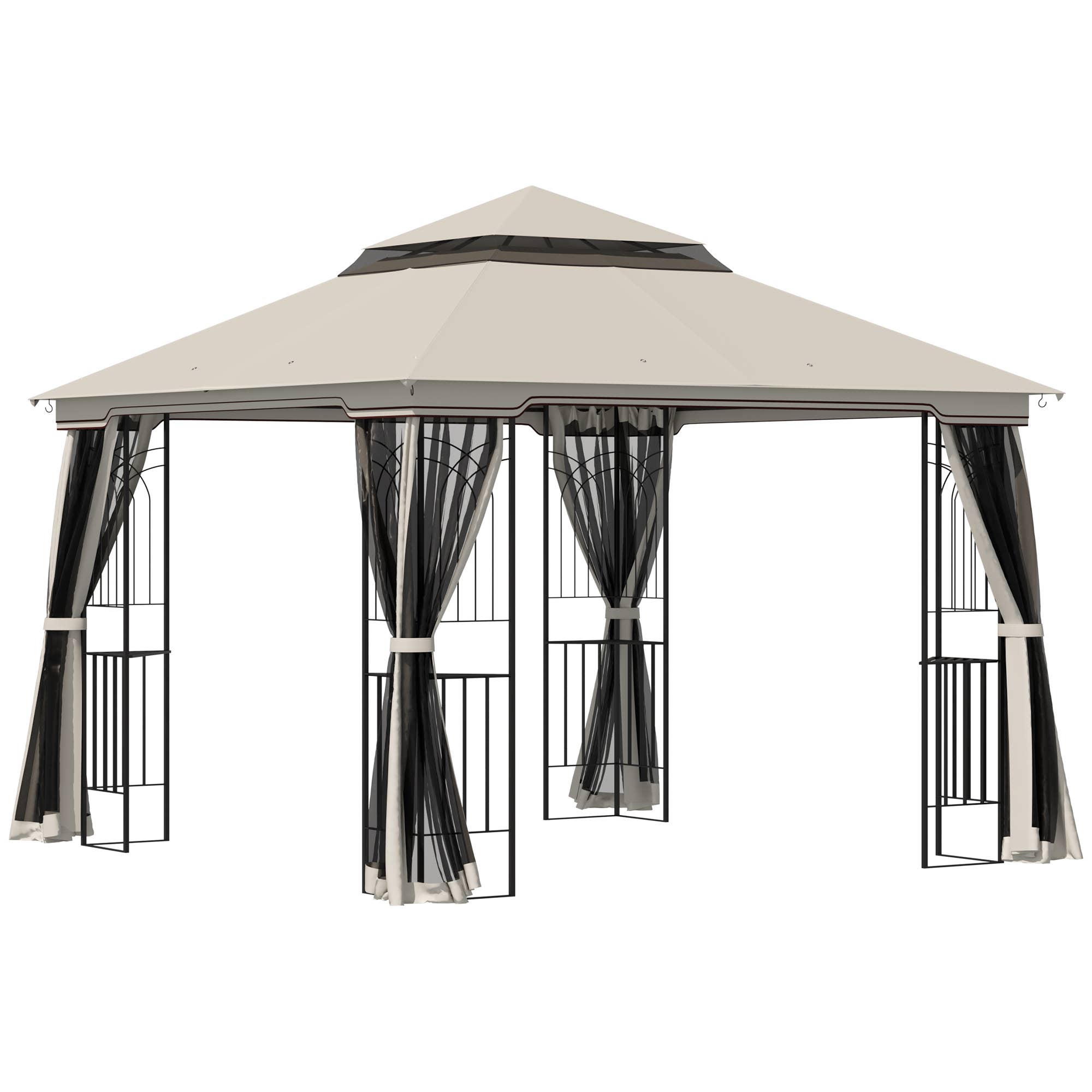 MH Handel GmbH - Garden pavilion with double roof Garden pavilion Garden party tent: Beige / 300L x 300W x 270H m