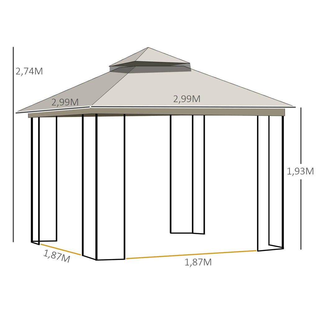 MH Handel GmbH - Garden pavilion with double roof Garden pavilion Garden party tent: Beige / 300L x 300W x 270H m