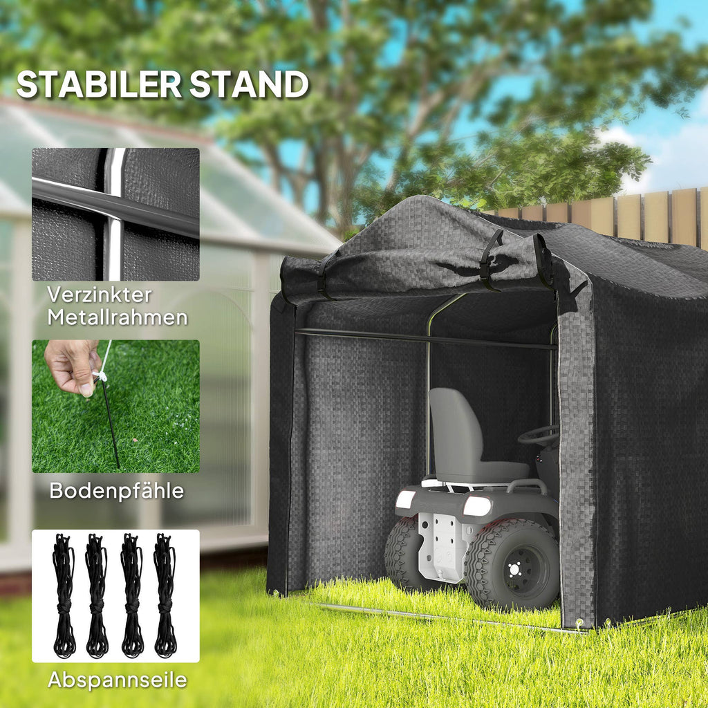 MH Handel GmbH - Waterproof Garage Tent with Door: Black / 220L x 157W x 165H cm